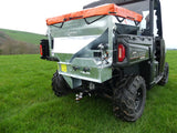 Chapman MF350 UTV mounted stock feeder, 300L, electric drive, digital counter, on a Polaris Ranger Diesel.