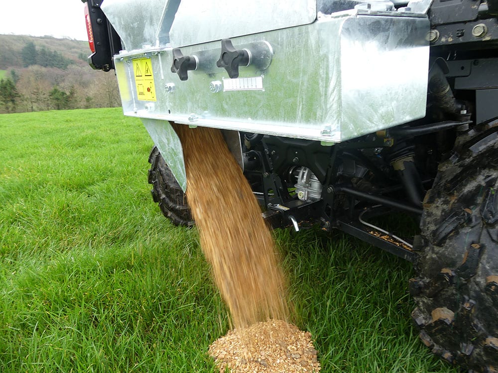 Chapman MF350 UTV Mounted Stock Feeder with 300L capacity, electric drive, digital counter