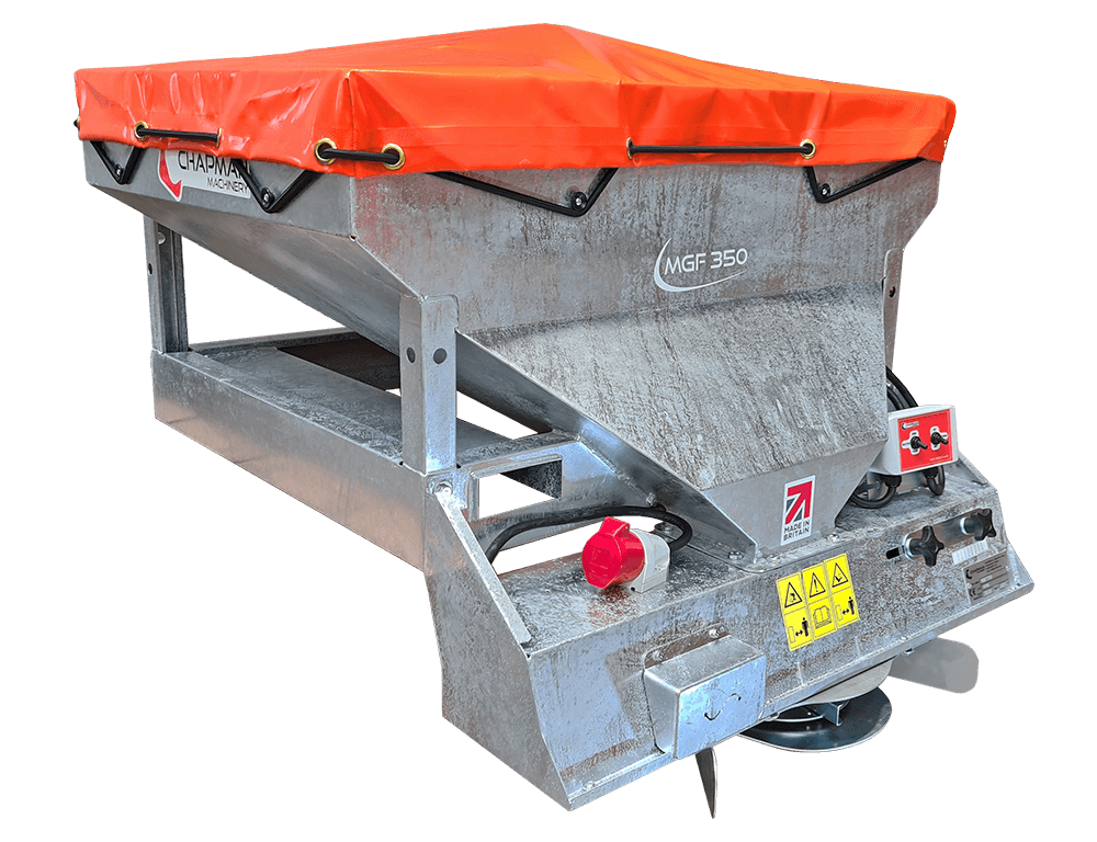 Chapman MGF350 Mounted Game Feeder, 300L capacity, orange cover for UTV/pickup