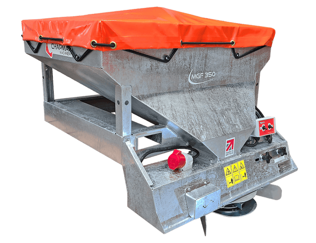Chapman MGF350 Mounted Game Feeder, 300L capacity, orange cover for UTV/pickup