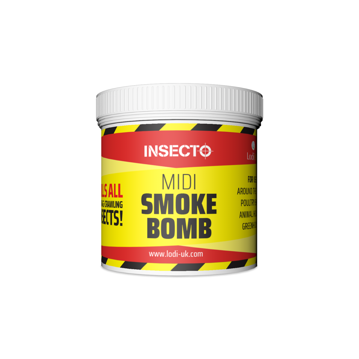 Insecto MIDI Smoke Bomb jar for insect control with red and yellow label