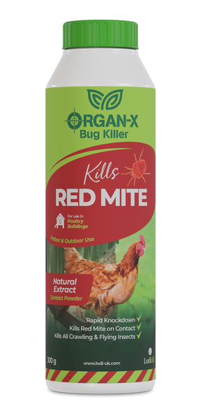 Organ-X Red Mite Killer Powder 300g miticide for poultry houses, natural pyrethrum insecticide