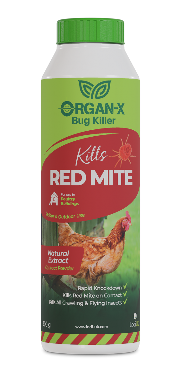 Organ-X Red Mite Killer Powder 300g miticide for poultry houses, natural pyrethrum insecticide