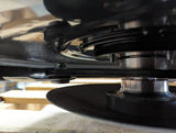 Chapman TS600 Pro ATV Trailed Strimmer undercarriage; black metal frame with twin pivoting heads.