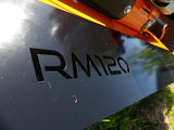 Chapman RM20 rotary paddock topper; black metal panel with orange mounting hardware.