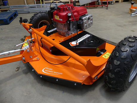 Chapman RM120 ATV rotary paddock topper, orange mower with Honda 13hp engine