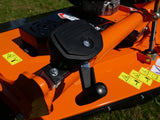 Chapman Rotary Paddock Topper ATV attachment in orange with black adjustment lever.