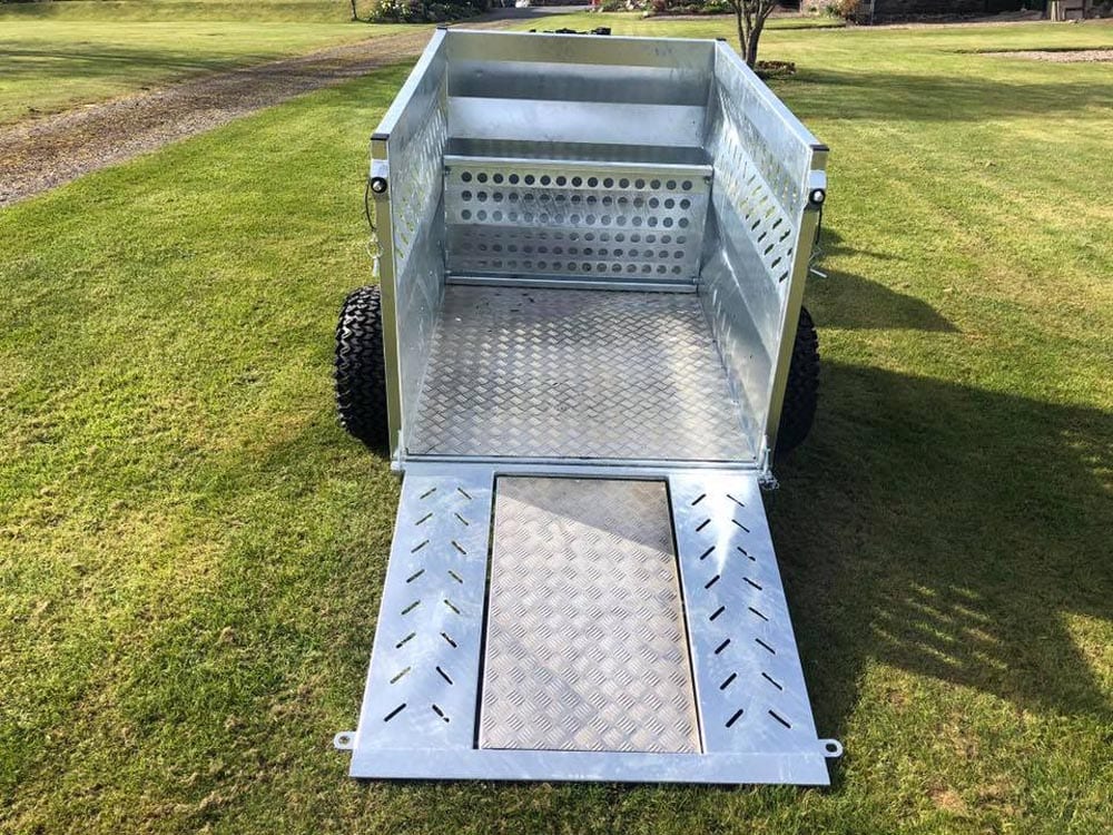 Chapman ST150 ATV stock trailer, hot-dip galvanised steel, 5x3ft, 750kg MGW, with loading ramp.