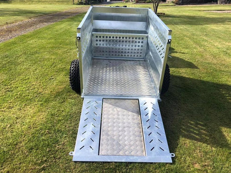 Chapman ST150 ATV stock trailer, hot-dip galvanised steel, 5x3ft, 750kg MGW, with loading ramp.