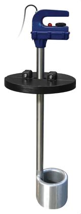 Electric Milk Warmer E3000 for livestock waterers by JFC Agri; blue clamp-on unit with stainless rod and milk bowl