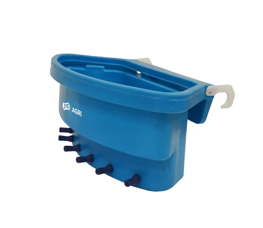 6-Teat Calf Feeder by JFC Agri, blue livestock feeder with starter teats