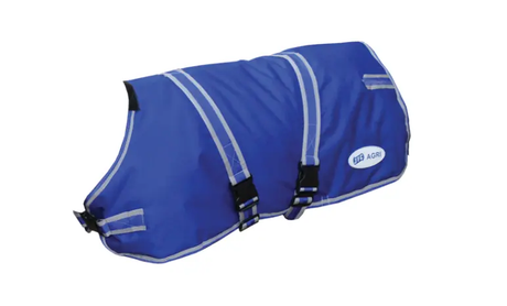 JFC Calf Jacket, blue 85cm (CJ-02) with reflective straps, branded JFC Agri