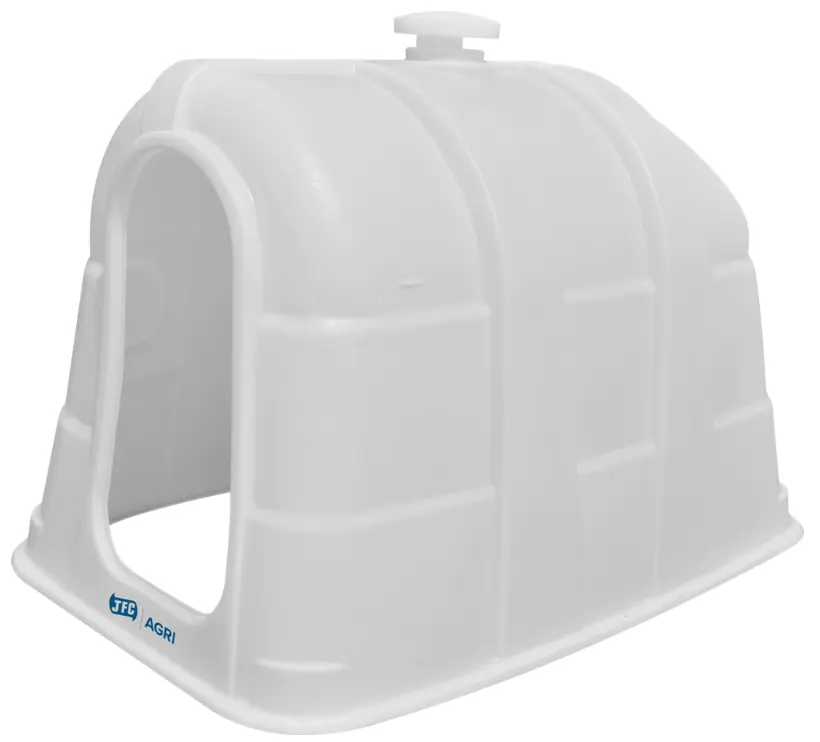 Calf Hutch by JFC Agri, large single white plastic calf housing with rear door