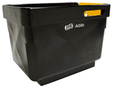 JFC Agri Large Individual Calf Crib in black plastic with yellow handles, indoor calf housing unit
