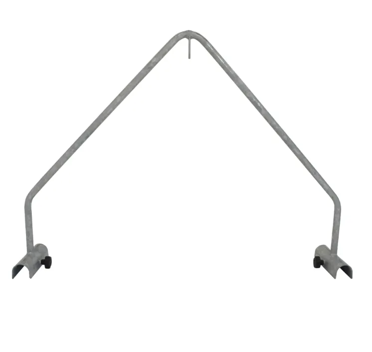 JFC Agri heat lamp bracket for calf housing; galvanised steel, IU-01-BK, arch-shaped frame with mounting clamps.