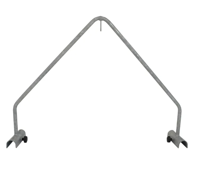 JFC Agri heat lamp bracket for calf housing; galvanised steel, IU-01-BK, arch-shaped frame with mounting clamps.