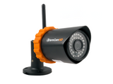 JFC Agri FarmCam HD wireless CCTV camera with orange ring and antenna on mounting stand.
