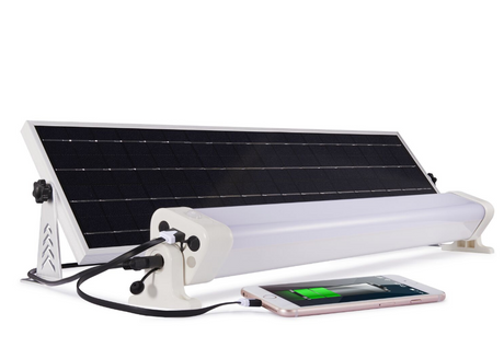 JFC Agri Apollo Solar Batten Light, white IP65 indoor solar LED ceiling fixture