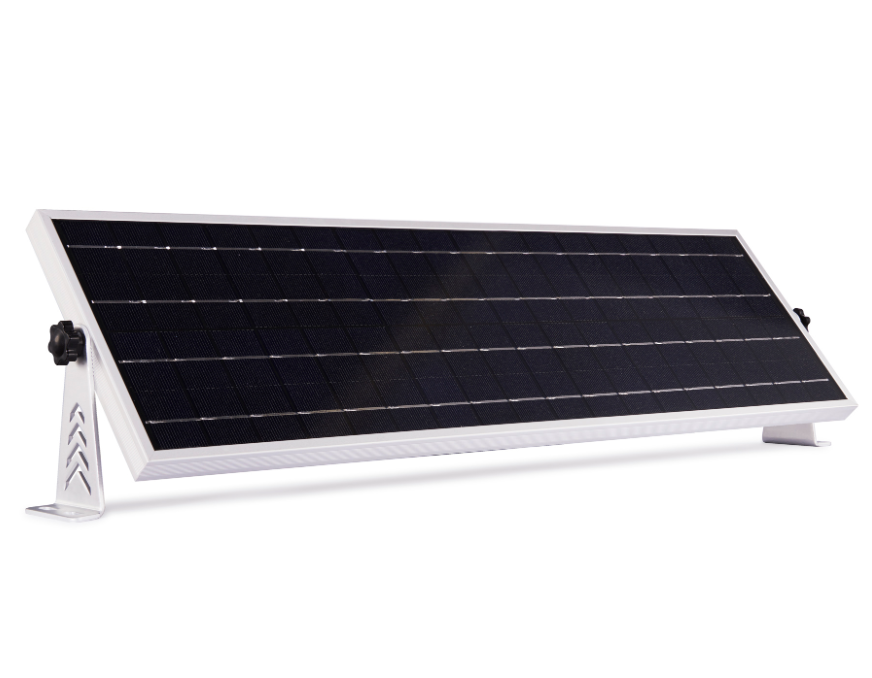 JFC Agri Apollo Solar Batten Light IP65 indoor solar LED ceiling fixture with black panel and white frame
