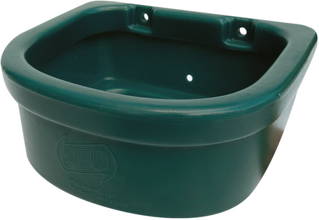 Wall-mounted horse hay feeder bowl; green plastic by JFC Agri (EQ1)