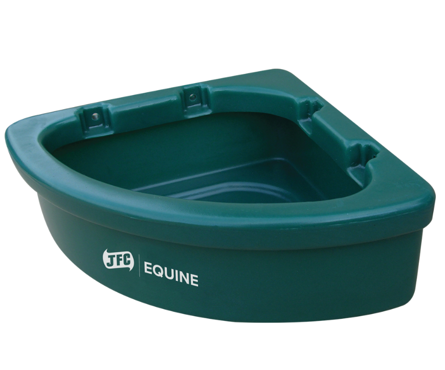JFC Agri Corner Feeder green equine horse feed bowl