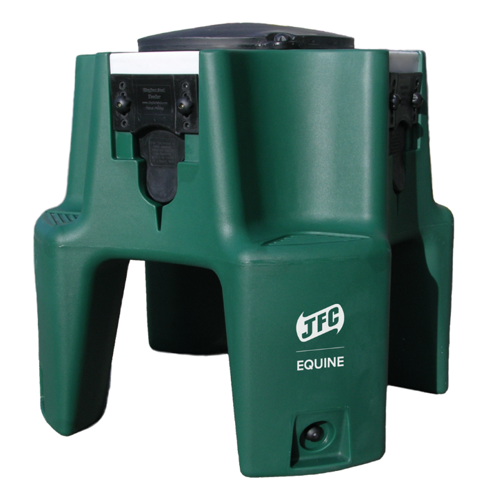 Ringfort Foal Creep Feeder, green plastic 4-port field haybell by JFC Agri