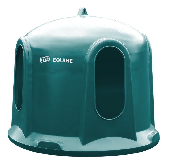 JFC Equine Haybell Round Bale Cover Feeder, teal green, 4-port, no metal components, HB01