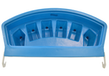 JFC Agri 6-teat lamb feeder, blue plastic with six teat compartments, gate or fence mount