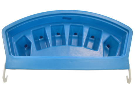 JFC Agri 6-teat lamb feeder, blue plastic with six teat compartments, gate or fence mount