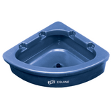 JFC Corner Feeder blue for horses with stable corner mount and feed retention lip