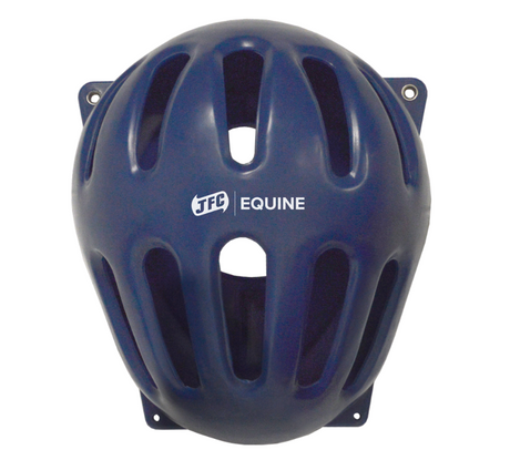JFC Agri Tear Drop Wall Hay Feeder blue with fixing bracket for slow-feed horses
