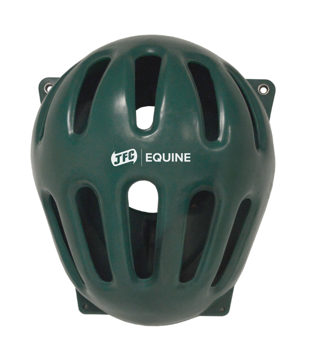 Tear Drop Wall Hay Feeder by JFC Equine, green plastic with fixing brackets