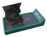 JFC Agri personnel footbath with foam pad insert, green plastic base; boot on pad