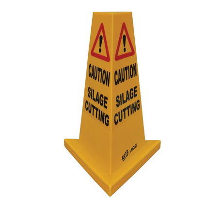 JFC Agri traffic cone, yellow heavy-duty caution cone for silage cutting, BBA certified