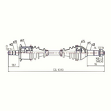 Can-Am Commander front-left CV driveshaft technical diagram by ATV City