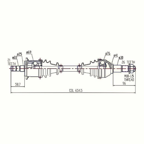 Can-Am Commander front-left CV driveshaft technical diagram by ATV City