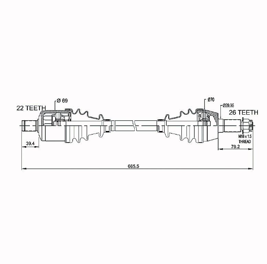 Hyper Polaris Sportsman Scrambler front CV driveshaft for 550/850/1000 XP (2009–2015)