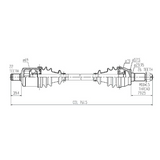 Hyper front CV driveshaft for Polaris RZR XP 1000 / XP 4 1000, complete drive shaft (2014–2016) schematic