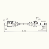 Polaris Sportsman rear CV driveshaft by Hyper, complete shaft for 2014–2017 325/450/570/Hawkeye; technical drawing