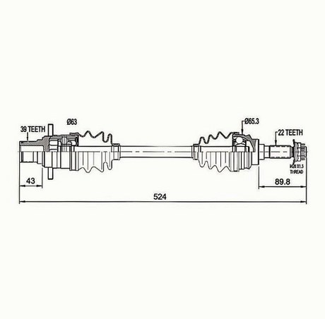 Suzuki LTA CV Driveshaft – Rear, complete shaft for 450/500/700/750 (2007–2023)
