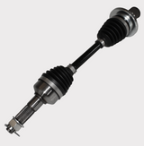 CV driveshaft with black rubber boots and silver shaft