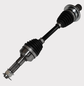 CV driveshaft with black rubber boots and silver shaft