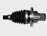 CV driveshaft assembly for CF-Moto CForce rear-right, complete with black rubber boot and metal spline end; Hyper.