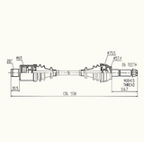 Hyper Polaris Ranger 6×6 CV driveshaft middle axle diagram for 700/800 (2008–2016).