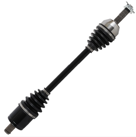Front Polaris Ranger CV driveshaft – complete, black shaft with rubber bellows boots
