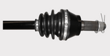 Front CV driveshaft for Polaris Ranger 1000, black ribbed boot with silver spline end