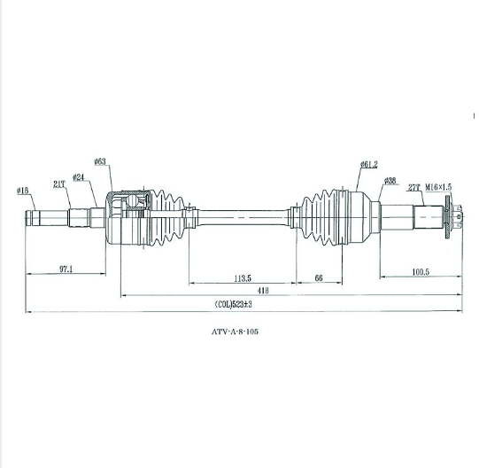 CV Driveshaft Complete (rear) diagram for Yamaha Grizzly/Kodiak ATV, 2005–2011, Hyper