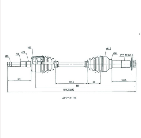 CV Driveshaft Complete (rear) diagram for Yamaha Grizzly/Kodiak ATV, 2005–2011, Hyper