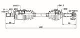 Hyper Suzuki KingQuad front CV driveshaft, complete for 450/500/700/750 (2006–2016)