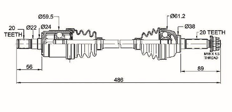 Hyper Suzuki KingQuad front CV driveshaft, complete for 450/500/700/750 (2006–2016)